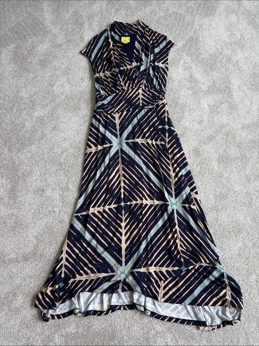 Anthropologie Desert Star Maxi Dress by Maeve, Blue Geometric Large P